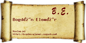 Bogdán Elemér névjegykártya